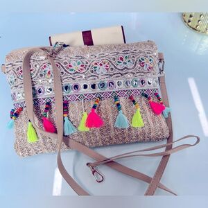 NWOT Beautiful Handmade Embroidered Boho Crossbody/ backpack Bag FINAL SALE 1/6